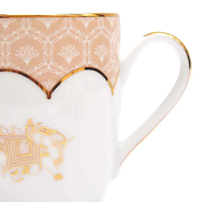 Gilded Legacy Coupe 24k Gold Brushed Porcelain Coffee Mug(280 mL Each/Peach) - Set Of Six media 7