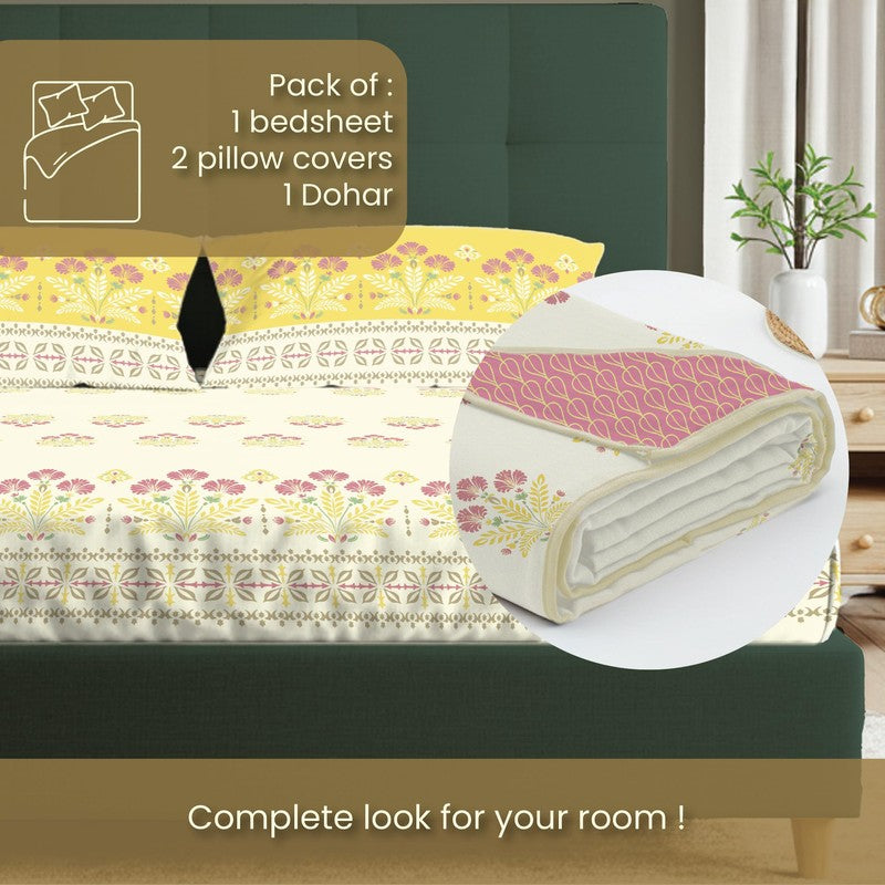 Urban Space Ethnic Yellow Cotton Bedding Set (200 TC) - Four Piece Set media 10