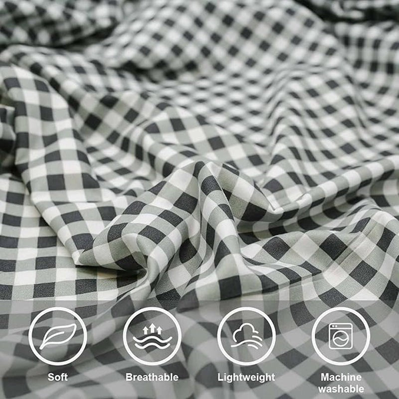 Checkered Dreams Fitted Micro Fiber Bedsheet (Grey) - 150 GSM media 6