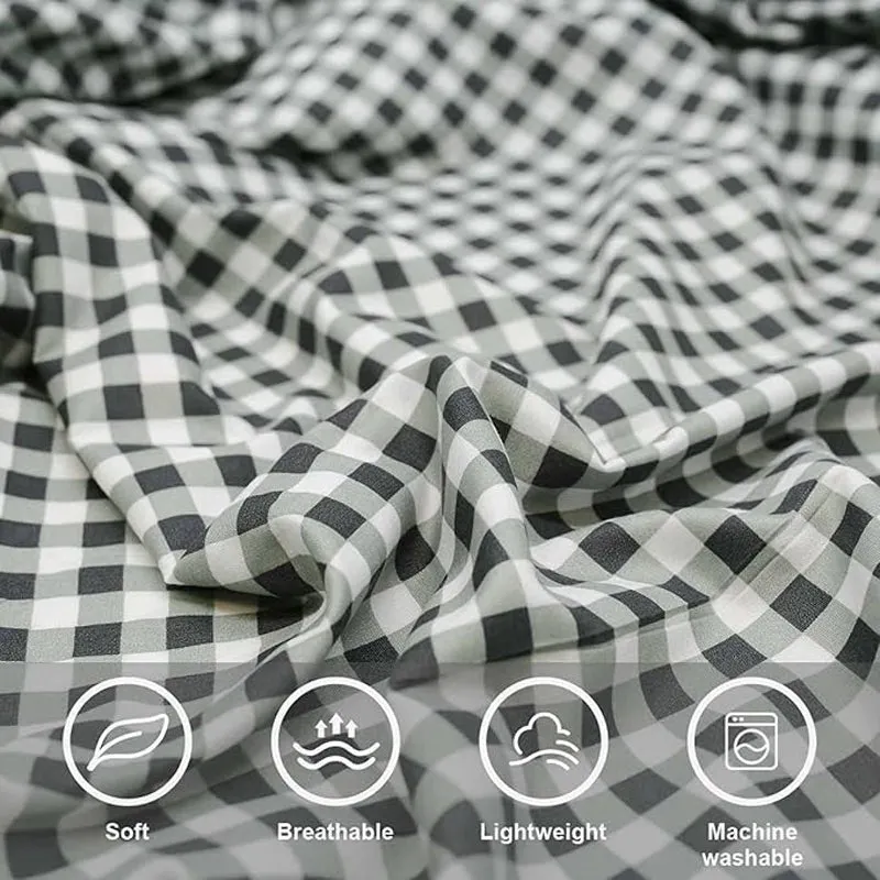 Checkered Dreams Fitted Micro Fiber Bedsheet (Grey) - 150 GSM media 6