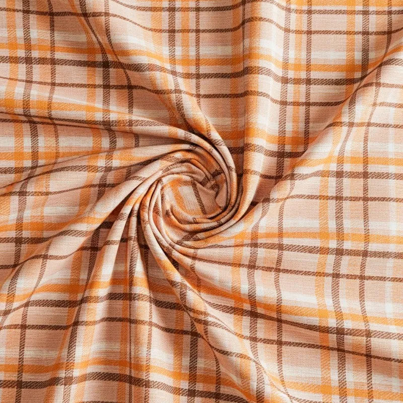 Sanja Checkered Cotton Bedsheet (Brown) - 144 TC media 5