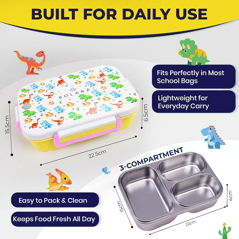 Solara Brewora Dino Lunch Box (Yellow,White) - 1000 ML media 14