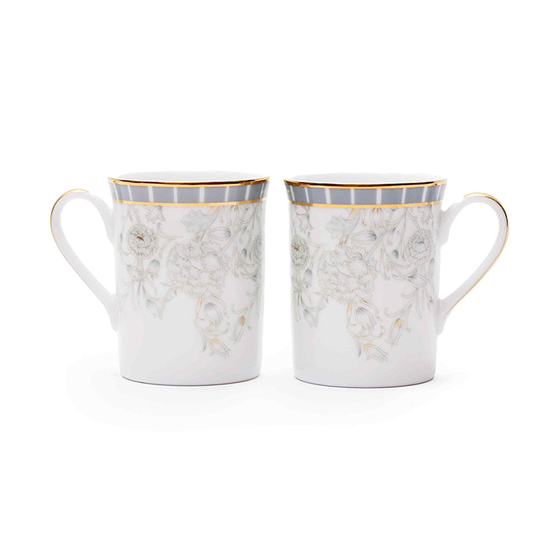 Gilded Iris 24k Gold Brushed Porcelain Coffee Mug (300 mL Each) - Set of Two media 4