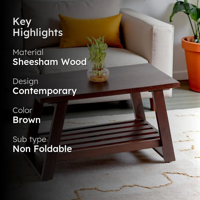 Axeron Sheesham Wooden Center Table - Dark Brown media 2