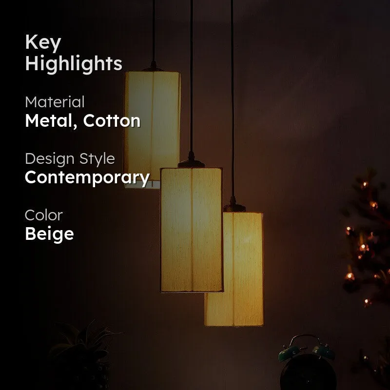 Warm Ivory Triple Metal Ceiling Lamp - Beige media 2