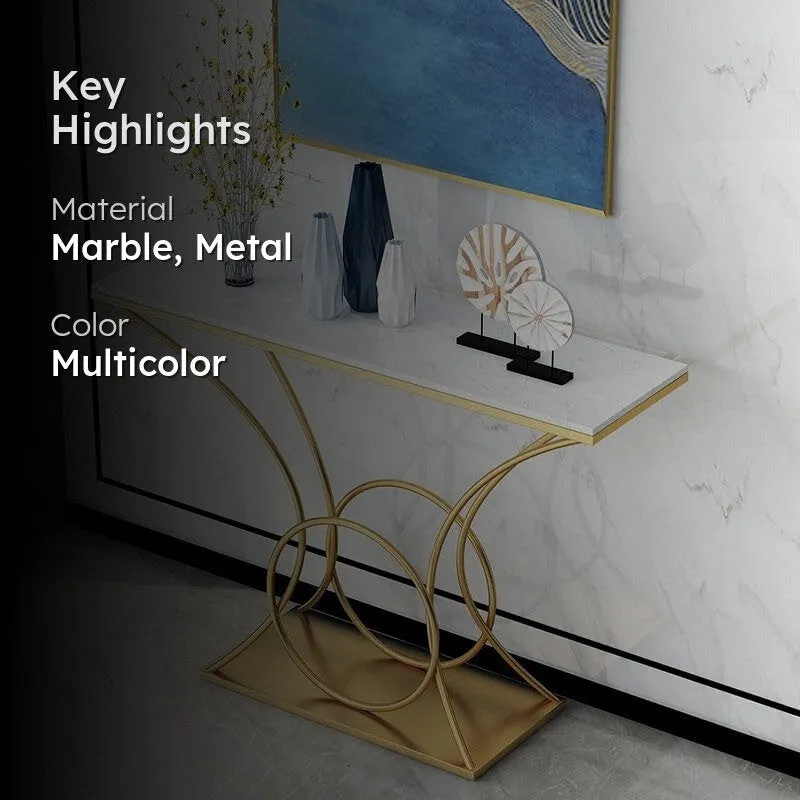 Artistic Curved Metal Console Table wwith Marble Top - Medium media 2