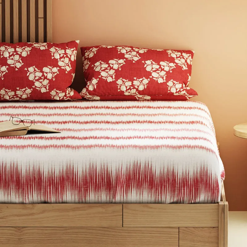 Quincy Abstract Microfiber Bedsheet (Red) - 120 GSM media 4