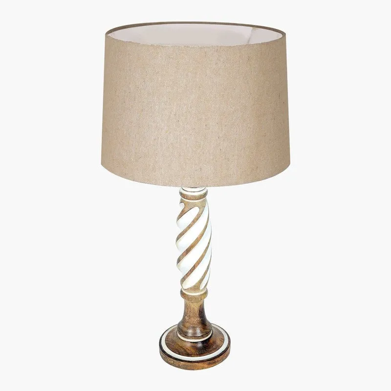 IllumeCraft Designer Wooden Table Lamp - Beige,Brown media 4