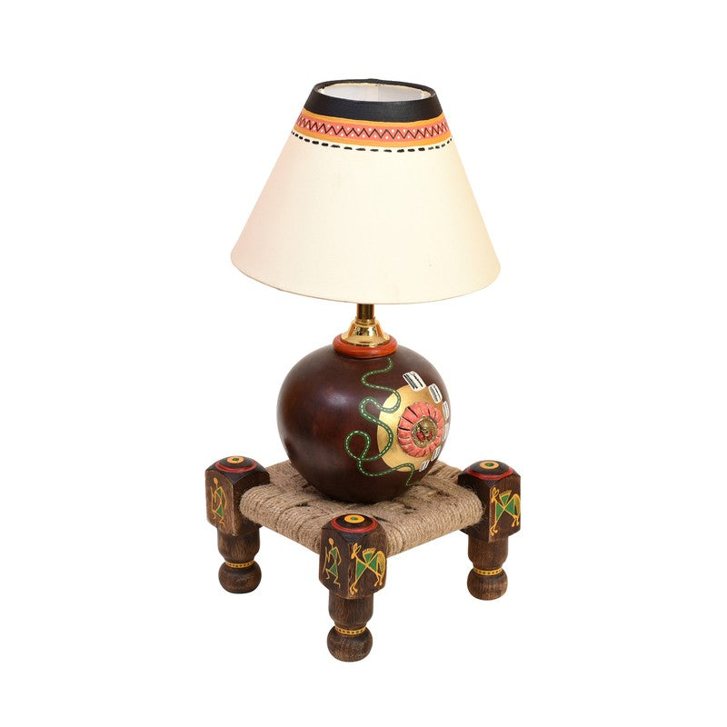 Terracotta Table Lamp With Manji - Multicolor media 3