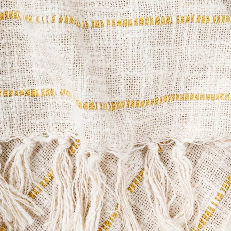 Pebble Wrap Striped Throw - Off White & Yellow media 7