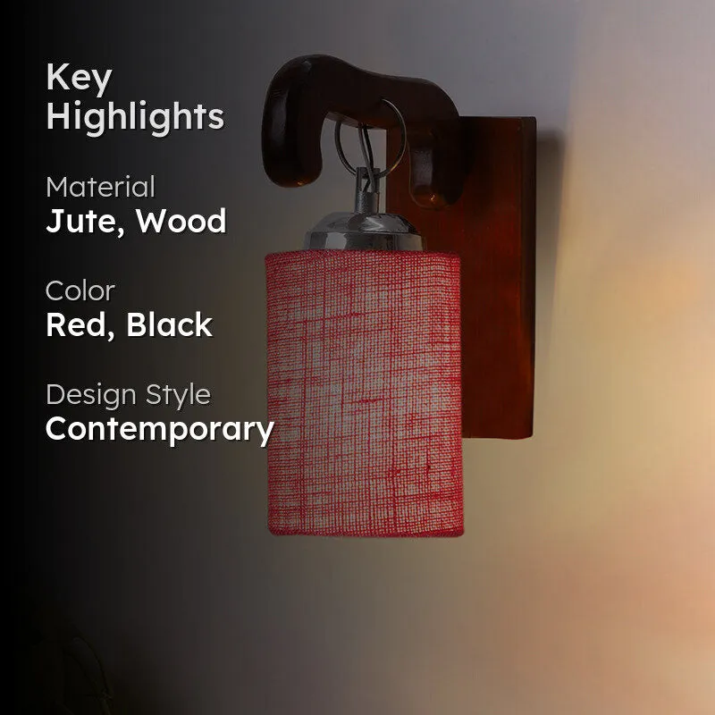 Klarion Jute & Wooden Wall Lamp - Red media 2