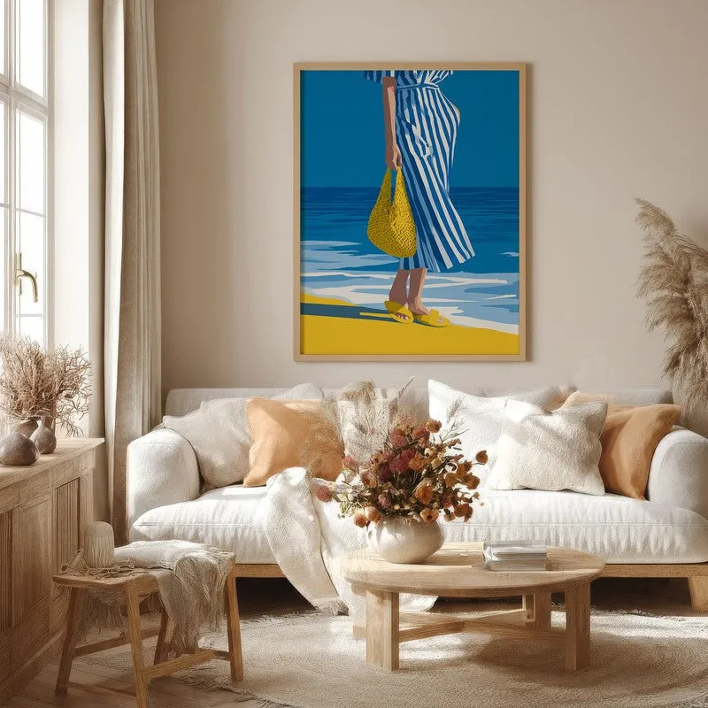 Shoreline Canvas Wall Painting - Brown Frame media 4