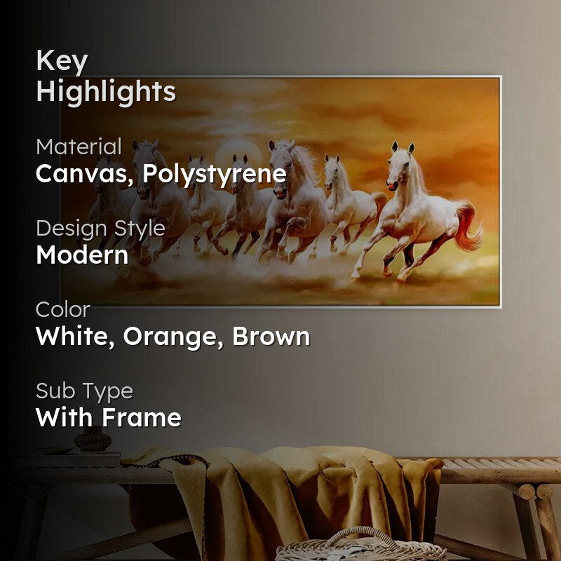 Sunset Stallion Seven Horses Canvas Wall Painting media 2