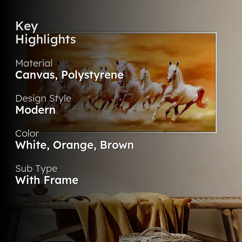 Sunset Stallion Seven Horses Canvas Wall Painting media 2