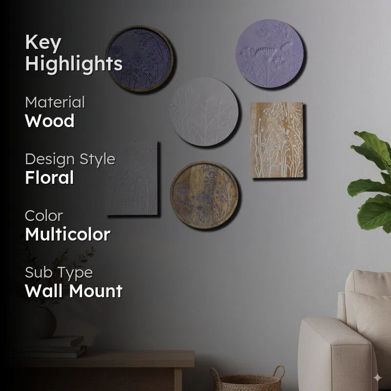 Earthen Elegance Wooden Wall Plates - Set of Six media 2