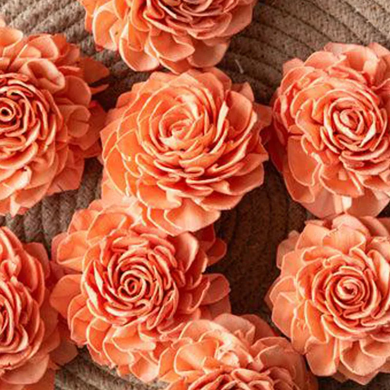 Estar Sola Wood Rose Flower (Peach) - Set Of Ten media 5