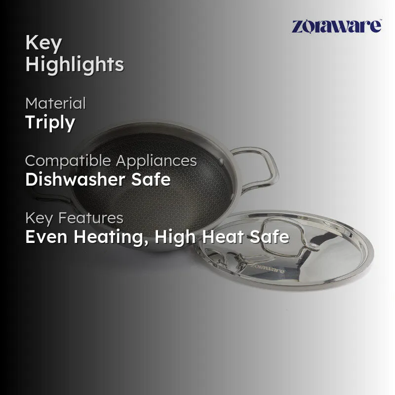 Zoraware Kadhai With Lid - 3600 mL/28 CM media 2