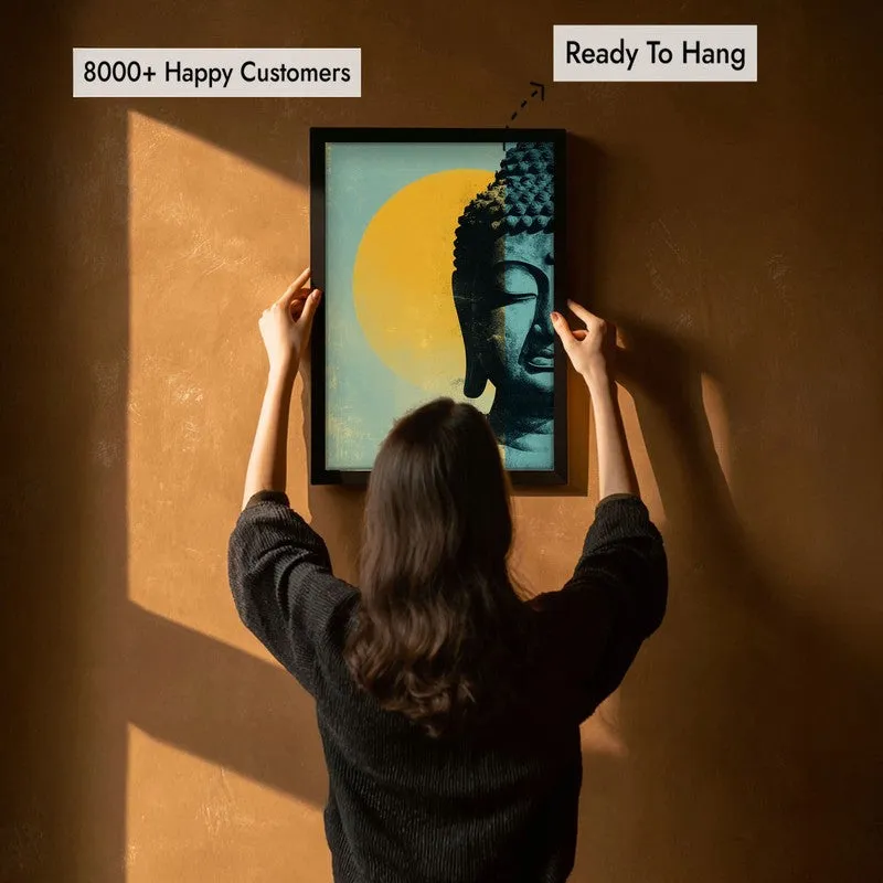 Buddha In Golden Aura III Archival Paper Wall Painting With Black Frame media 7