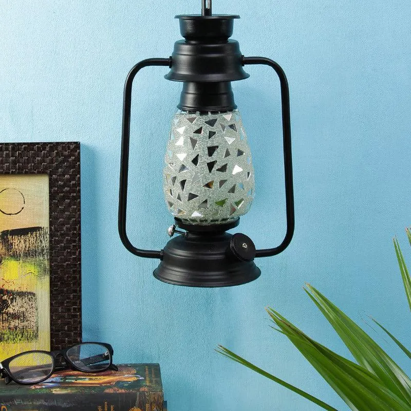 Dvija Mosaic Lantern Iron Wall Lamp - Black media 3
