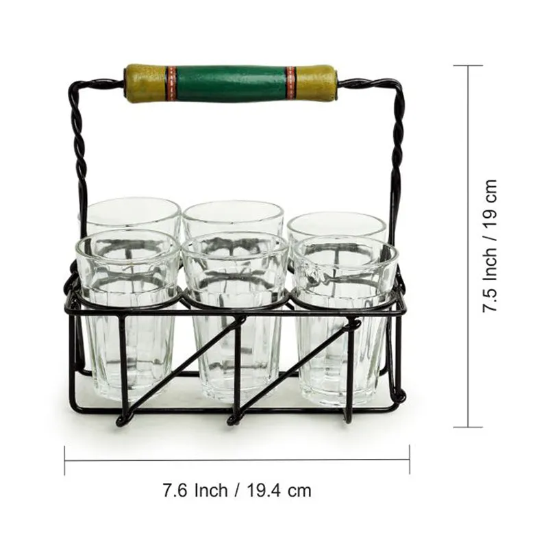 Tapri Tales Cutting Chai Glass with Iron Tray (120 mL Each) - Seven Piece Set media 6