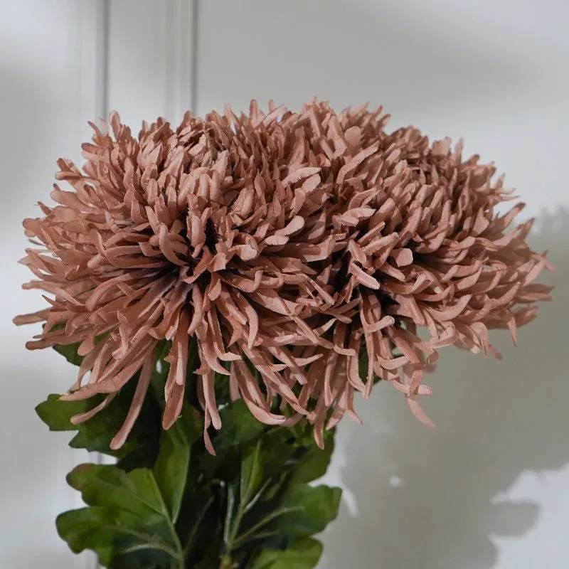 Faux Brown Chrysanthemum Flower Stick (32 CM) - Set Of Two media 4