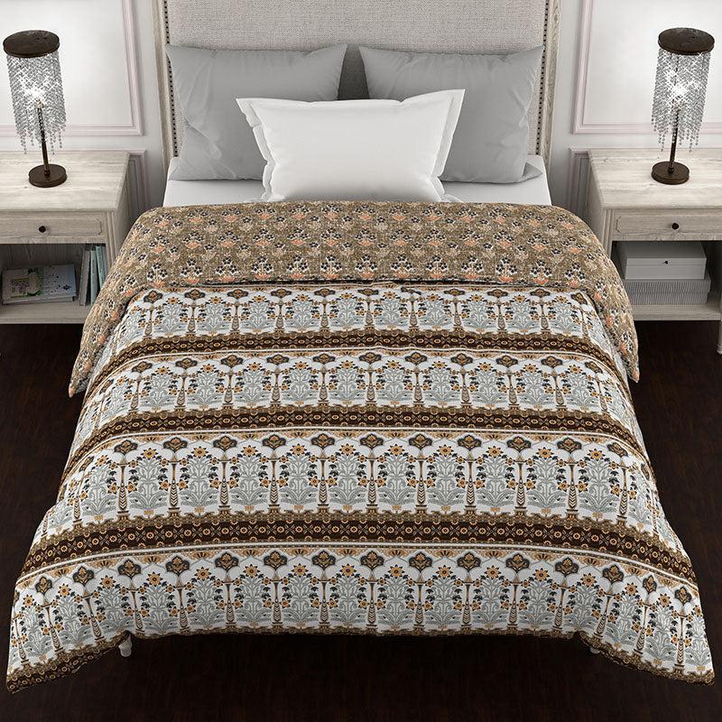 Purush Reversible Ethnic Cotton Comforter (Grey & Brown) - 150 GSM media 3