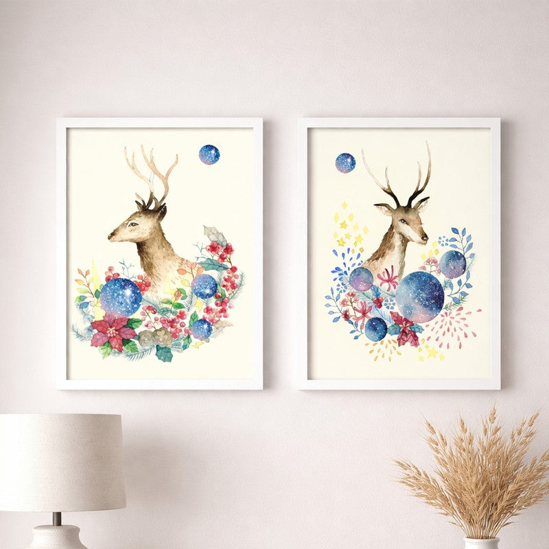 DeerMuse Paper Wall Painting With MDF Frame - Set Of Two