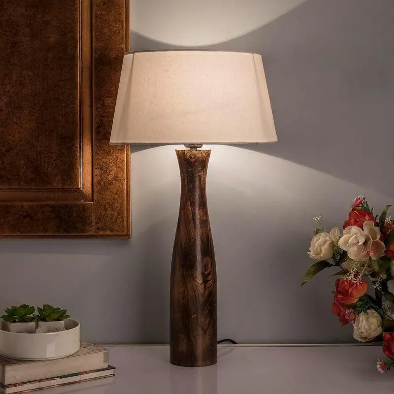 Harmony Glimpse Fabric Table Lamp With Drum Shade - White,Brown media 1