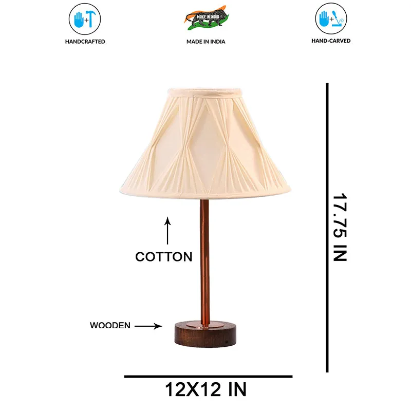 Pleatra Pinch Rodin Wooden Table Lamp - Ivory,Copper,Brown media 7