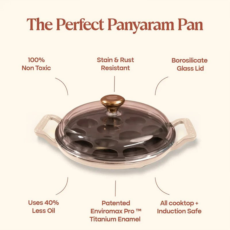 Cumin Co Enamel Cast Iron Paniyaram Pan - White media 7