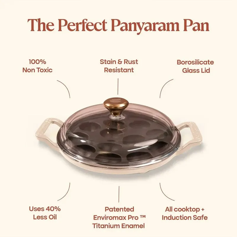 Cumin Co Enamel Cast Iron Paniyaram Pan - White - 7