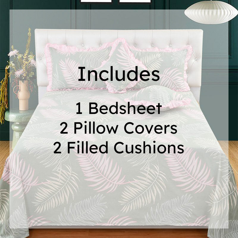 Fern Fancy Frilled Cotton Microfiber Bedding Set - Five Piece Set media 6