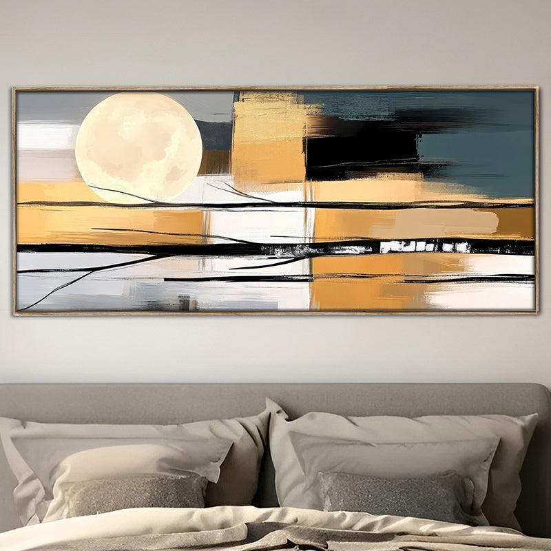 Bronze Horizon Abstract Canvas Wall Art With Frame - Brown