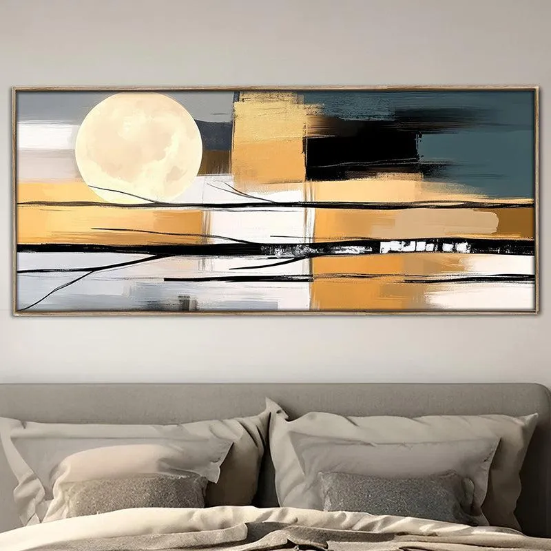 Bronze Horizon Abstract Canvas Wall Art With Frame - Brown media 1