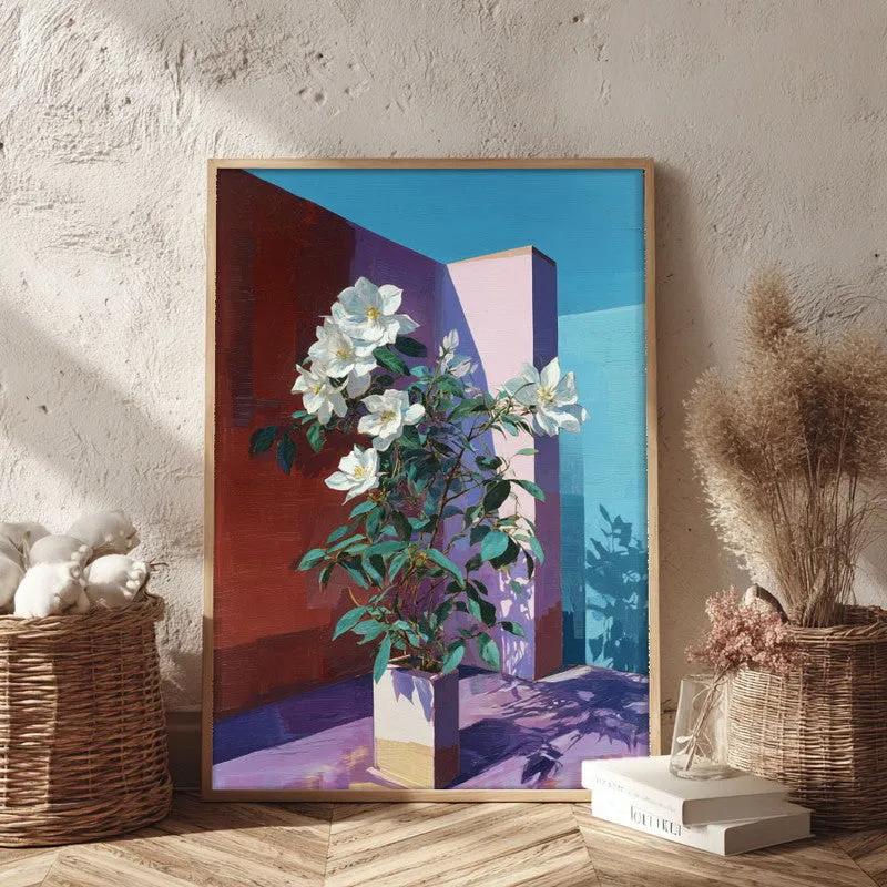 Flora Facet Canvas Wall Painting - Brown Frame media 3