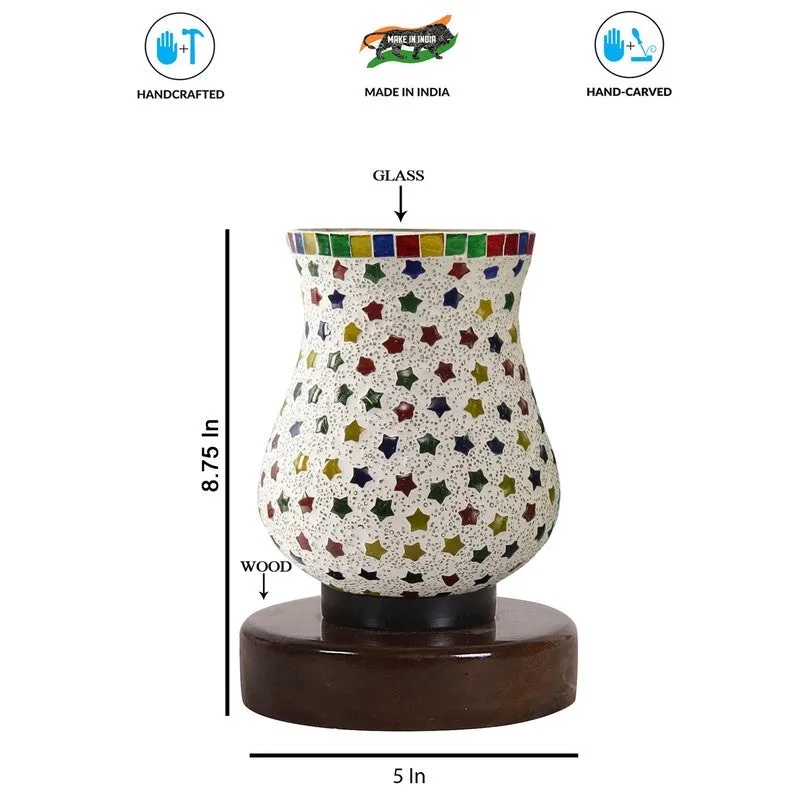 Prismia Mosaic Glass Table Lamp With Wooden Base - Multicolor media 8