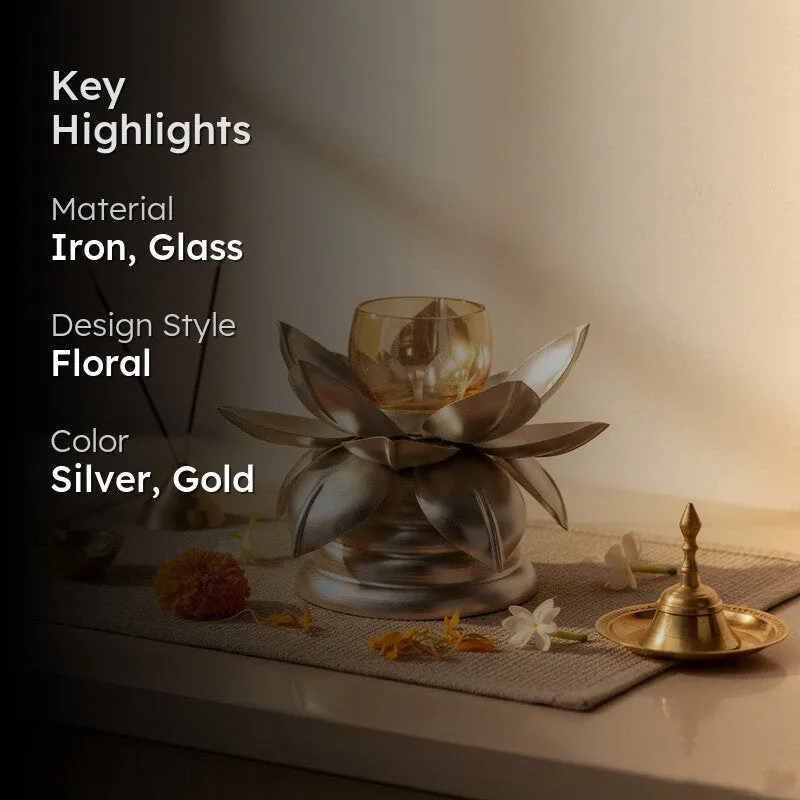 Bloomaura Metal & Glass Tealight Candle Holders media 2