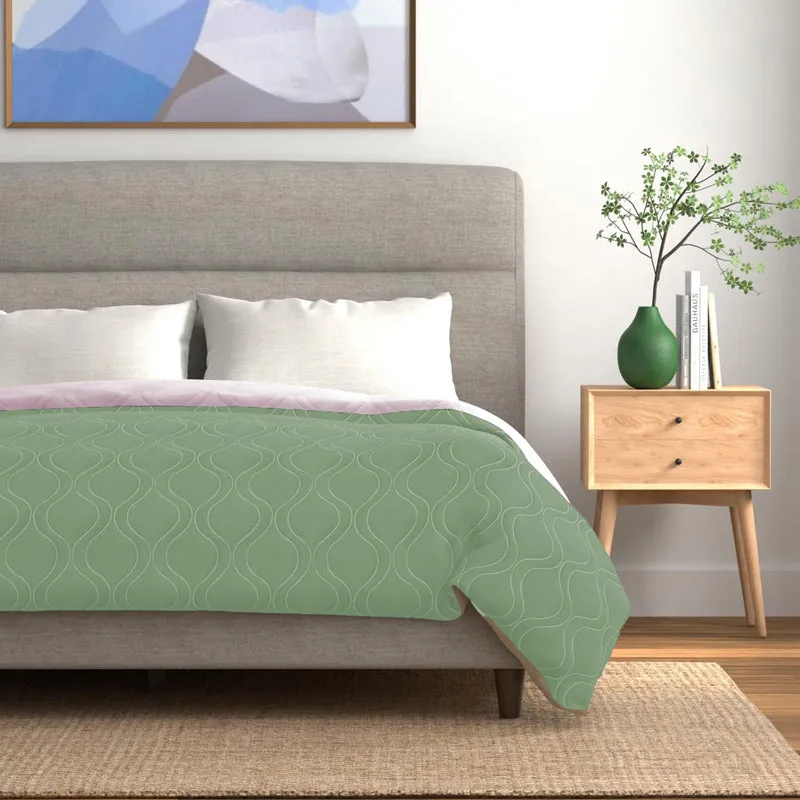 Urban Space Triad Reversible Comforter (Sage Green, Blush Pink) - 80 GSM media 3