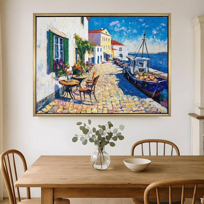 Cafe Promenade Canvas Wall Painting With Frame