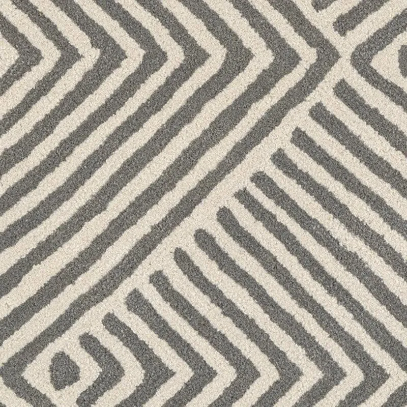 Medon Hand Tufted Geometric Wool & Nylon Carpet - Grey & Green media 5