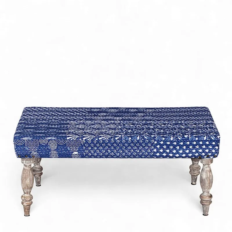 Delvo Sheesham Wooden Bench - Blue media 4