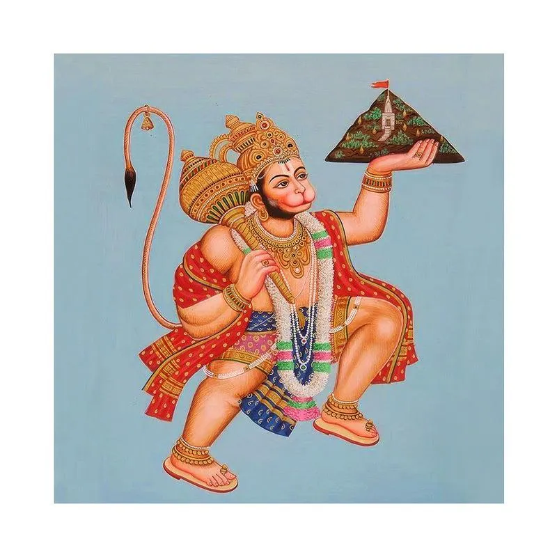 Sanjeevani Carrying Hanuman Wall Painting media 4
