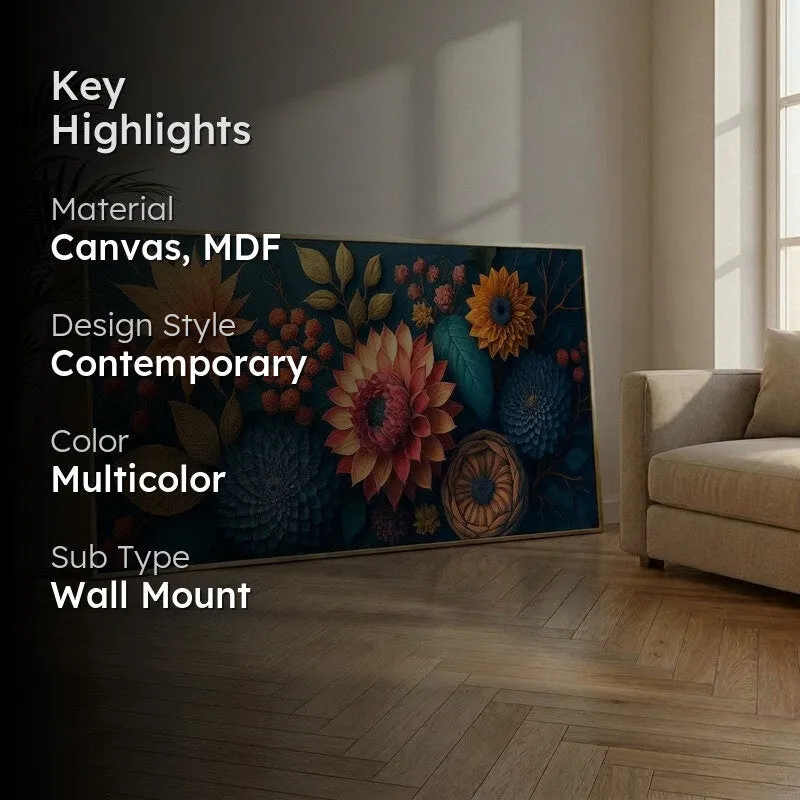 Reveria Floral Canvas Wall Painting With Frame media 2