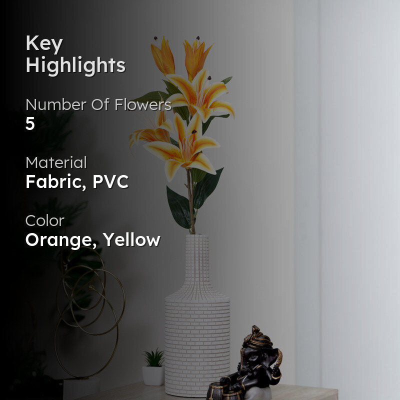 Elegant Artificial Lily Flower Stick - Orange media 2