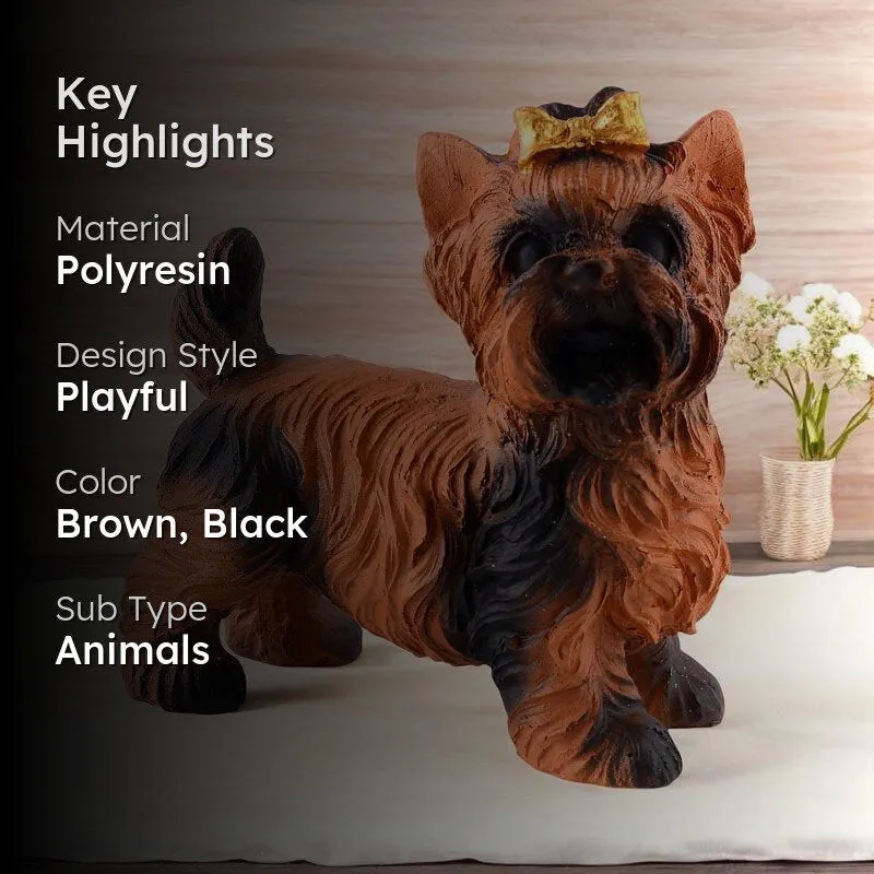 Yapping Yorkie Painted Polyresin Show Piece - Brown media 2