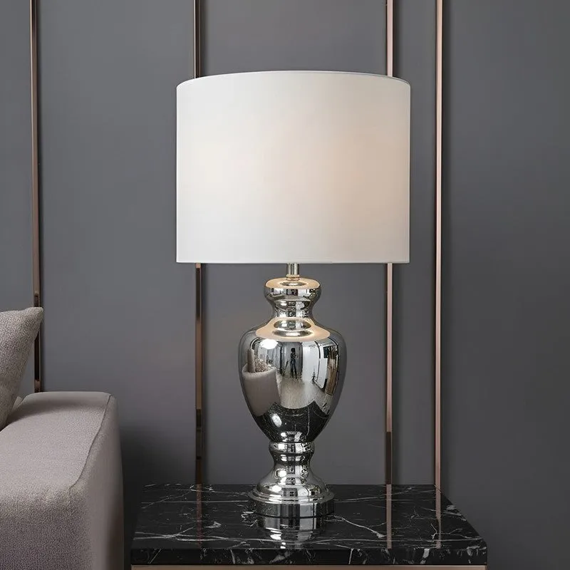 AarviDecor Harrington Classic Fabric Table Lamp - Silver media 3