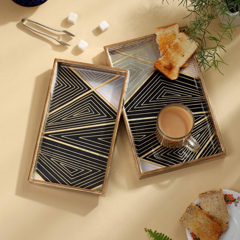 Aksa Premium Embossed Wooden Serving Trays - Set of 2 media 3