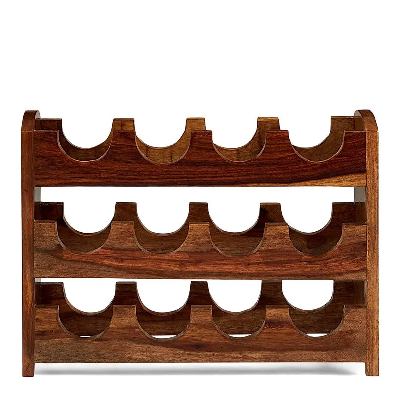 Yverox Sheesham Wooden Wine Rack - Brown media 3