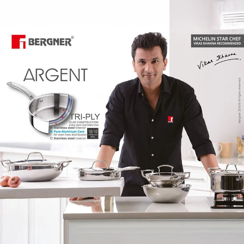 Bergner Argent Triply Casserole With Lid - 4100 ML media 6