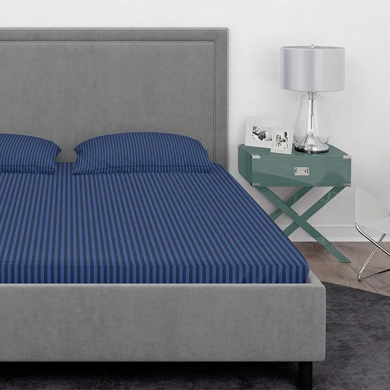 Chic Lines Geometric Cotton Bedsheet (Blue) - 210 TC media 5